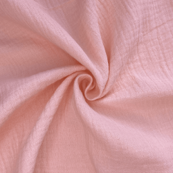 Ткань Муслин Жатый, цвет Нежно-Розовый (на отрез)  в Ивантеевке