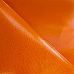 Ткань ПВХ 450 гр/м2, Оранжевый (Ширина 160см), на отрез  в Ивантеевке